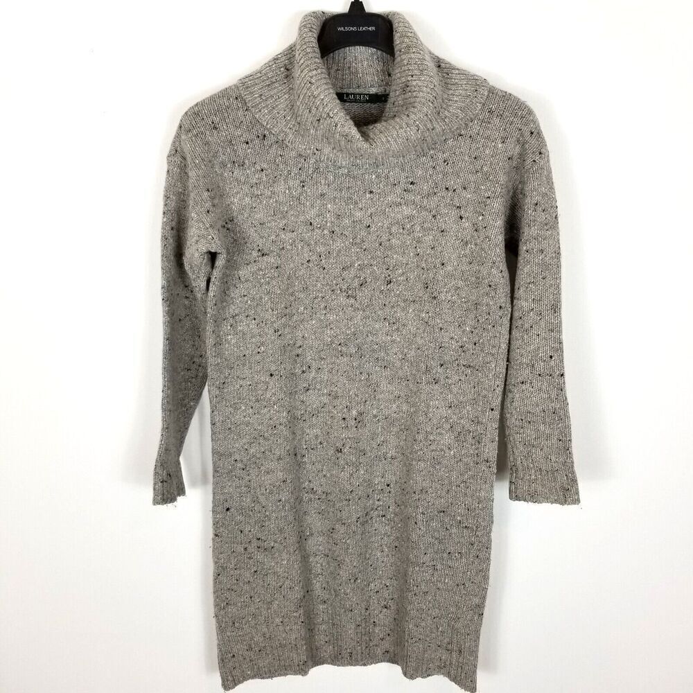 Lauren Ralph Lauren Women Wool Blend Sweater Dress Size S Turtleneck Gray